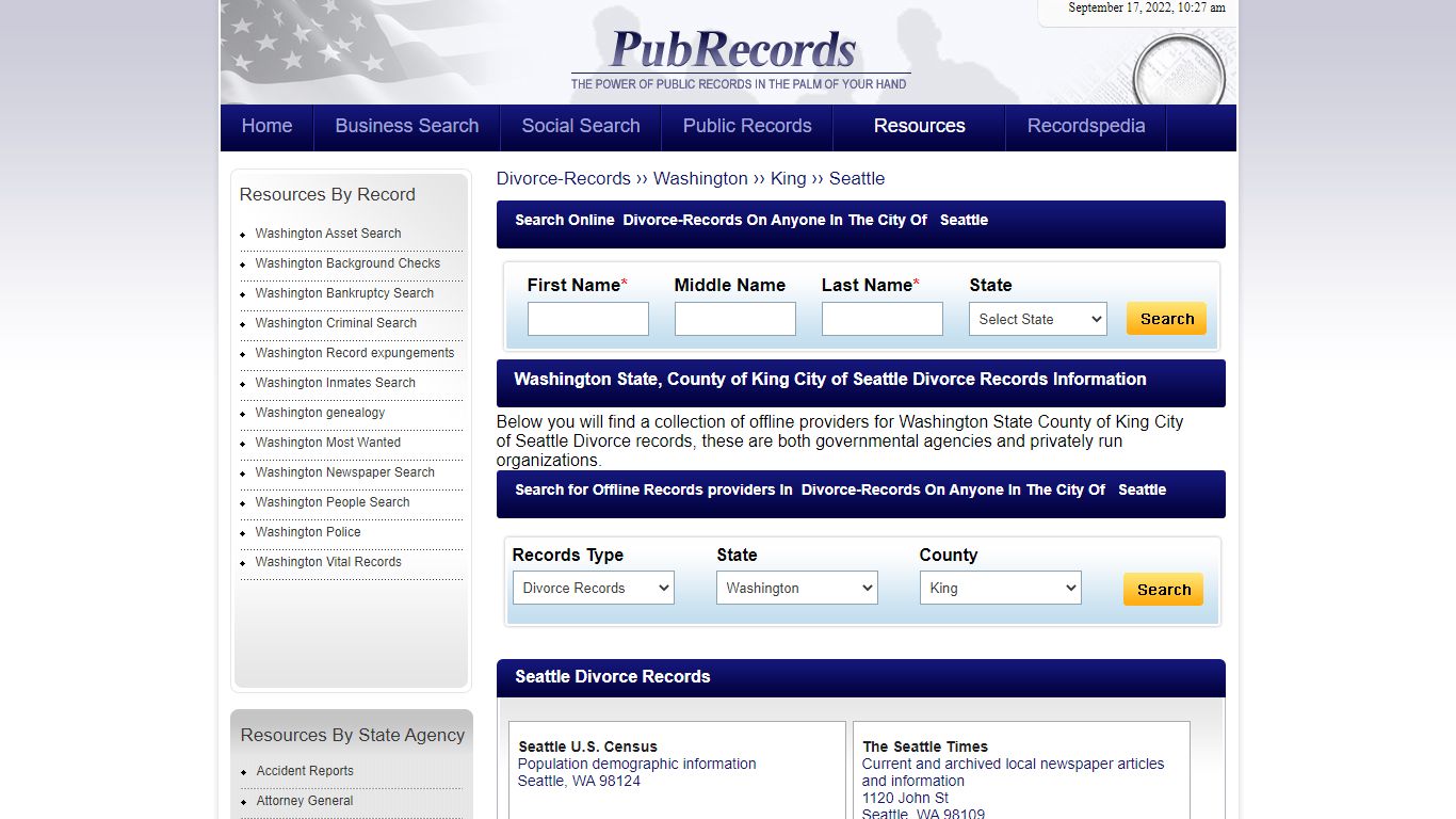 Seattle, King County, Washington Divorce Records - Pubrecords.com