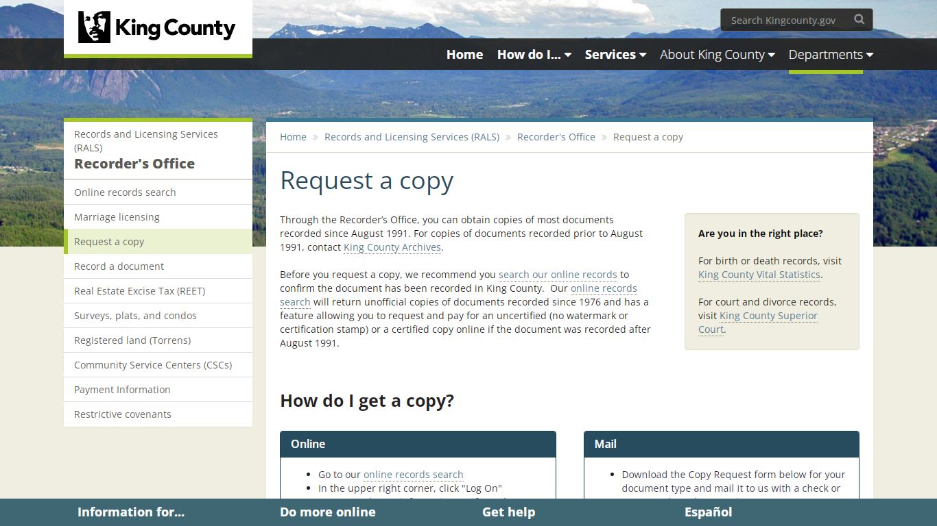 Request a copy - King County - King County, Washington